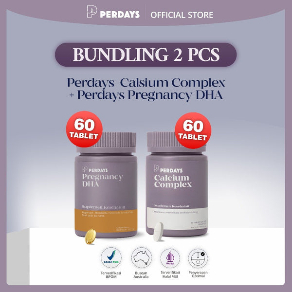 (HALAL) Perdays Pregnancy DHA 60 Soft Capsul + Perdays Calcium Complex Vitamin D3+ K2 (Isi 2 pcs)