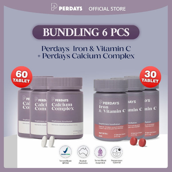 (HALAL) Perdays Pregnancy Iron & VC + Calcium Complex (Mix 6 Botol) Halal BPOM TGA Made In Australia
